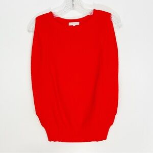 Ann Mashburn Orange/Red Knit Sweater Sleeveless Round Shape Size XS